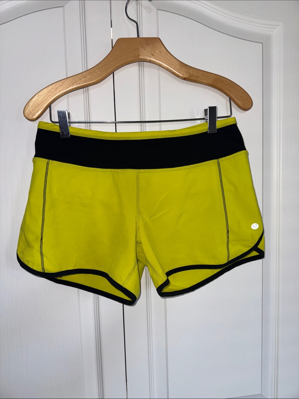lululemon athletica Neon Yellow Athletic Shorts with Black Waistband